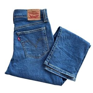Levi’s Women 30 Medium Wash Blue Denim High Rise Button Fly Wedgie Straight Jean